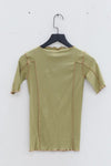 BASERANGE Ruffled Ribbed Cotton T-Shirt BAS-TTO3-RB-AU23-HUILV Gray Green TTO3-RB-000